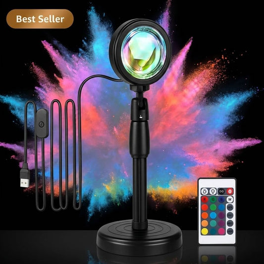 Sunset multi colour Lamp – 16 Color LED Mood Light with Remote Control | Asthatic Lighting for Bedroom & Home Decor USB Port